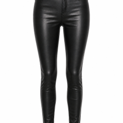 Women's Leather-Look Skinny Jeans - Black