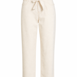 Women's Paperbag Waist Straight Jeans - Cream