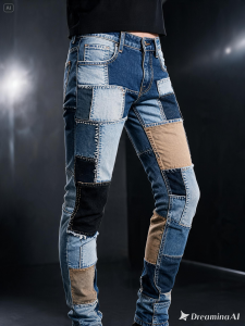 Unisex Patchwork Skinny Jeans Multi